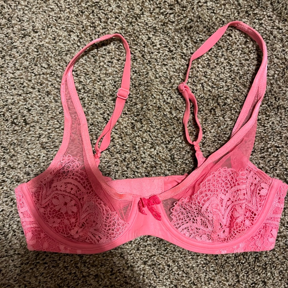 Victoria's Secret Vibrant Pink Lace Bra